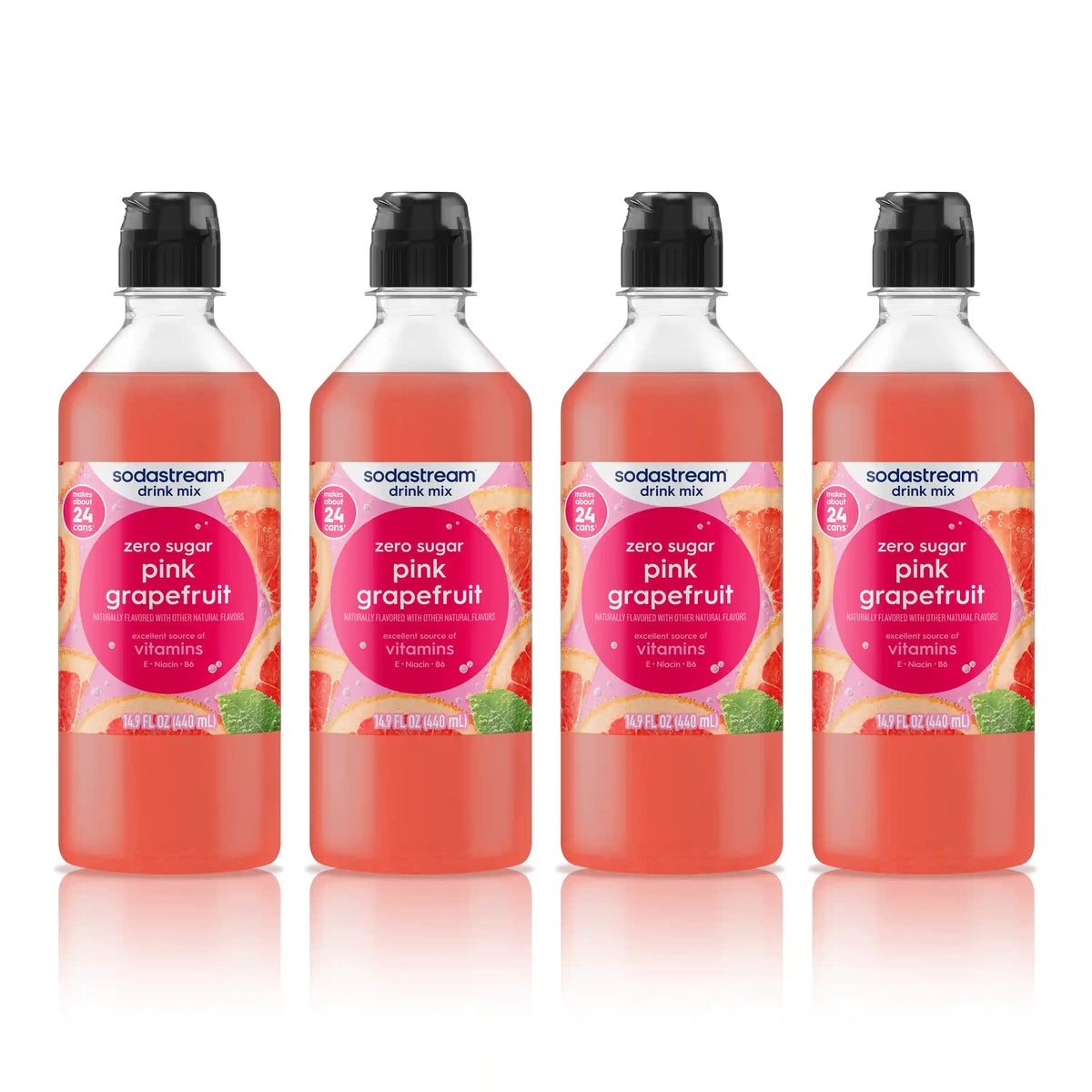 Sodastream Classics® Pink Grapefruit Zero Sugar Drink Mix 4 Pack 440ml